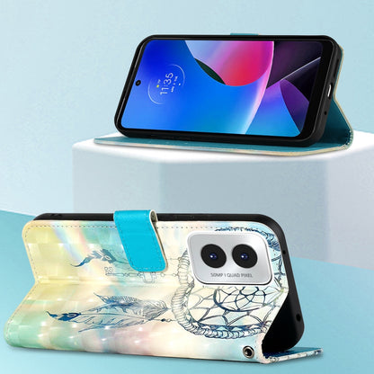 Motorola Moto G Play 4G 2024 Leather Flip Phone Case with 3D Painted Design, Card Holder, Wallet & Stand Function - Durable Protection & Easy Access