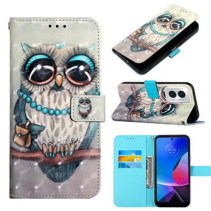 Motorola Moto G Play 4G 2024 Leather Flip Phone Case with 3D Painted Design, Card Holder, Wallet & Stand Function - Durable Protection & Easy Access