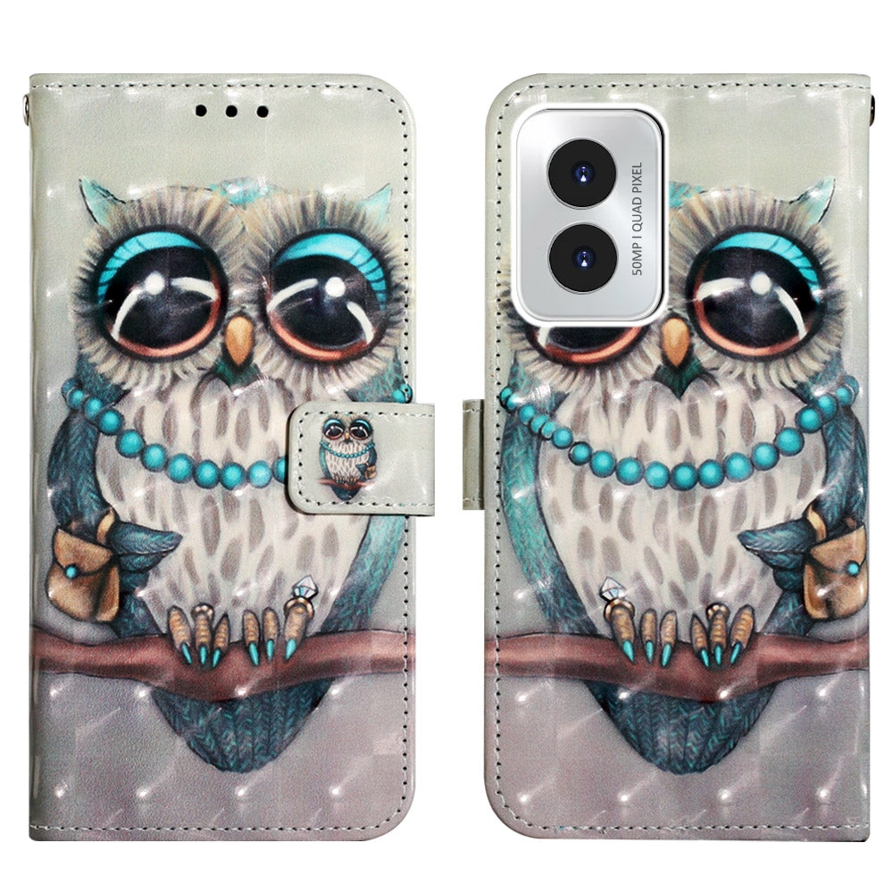 Motorola Moto G Play 4G 2024 Leather Flip Phone Case with 3D Painted Design, Card Holder, Wallet & Stand Function - Durable Protection & Easy Access