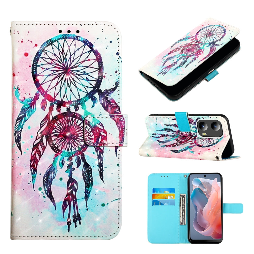 Motorola Moto G Play 5G 2024 Leather Flip Phone Case with 3D Painted Design, Card Holder, Wallet & Stand Function - Durable Protection & Easy Access
