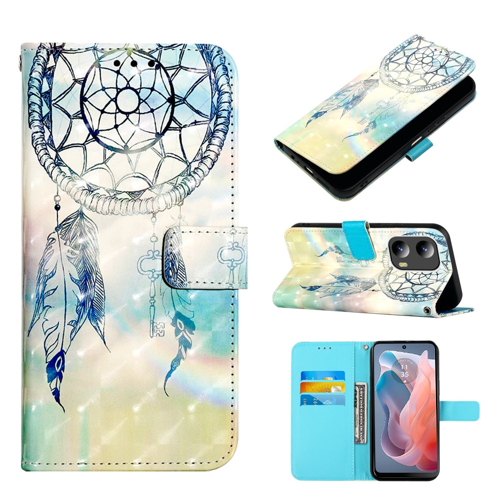 Motorola Moto G Play 5G 2024 Leather Flip Phone Case with 3D Painted Design, Card Holder, Wallet & Stand Function - Durable Protection & Easy Access