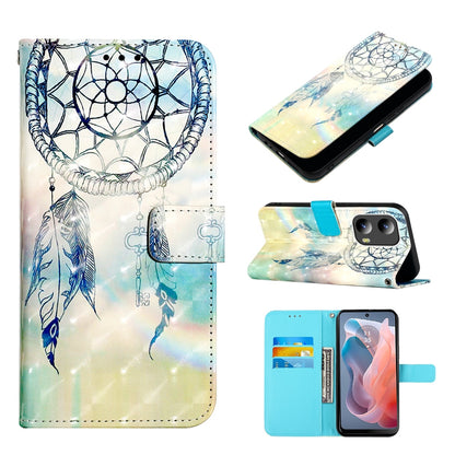 Motorola Moto G Play 5G 2024 Leather Flip Phone Case with 3D Painted Design, Card Holder, Wallet & Stand Function - Durable Protection & Easy Access