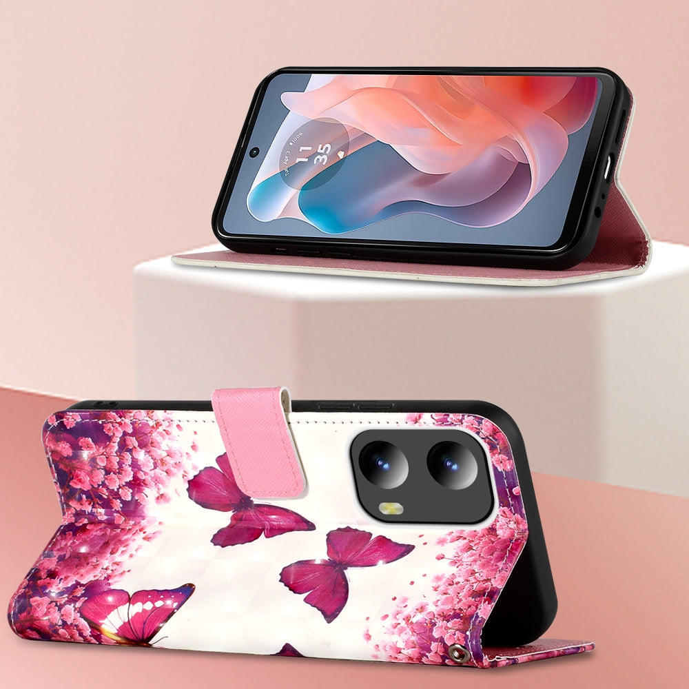 Motorola Moto G Play 5G 2024 Leather Flip Phone Case with 3D Painted Design, Card Holder, Wallet & Stand Function - Durable Protection & Easy Access