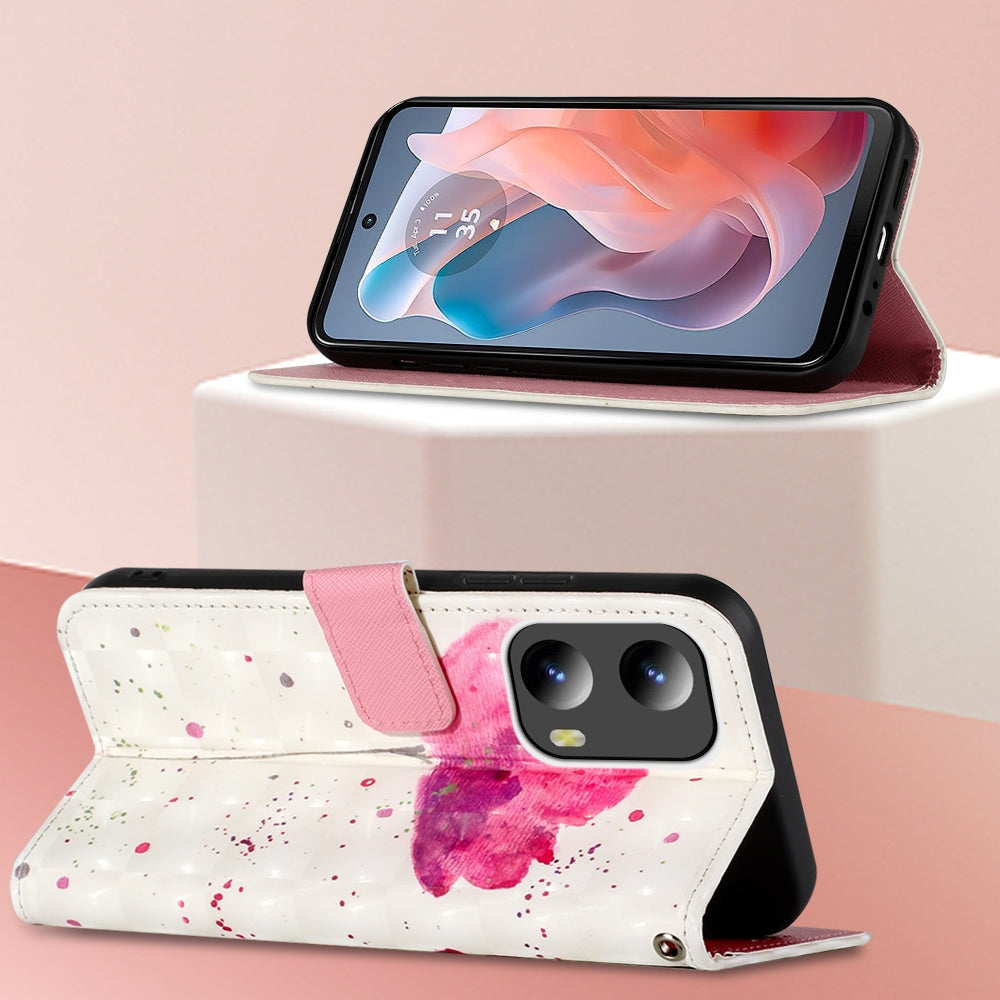 Motorola Moto G Play 5G 2024 Leather Flip Phone Case with 3D Painted Design, Card Holder, Wallet & Stand Function - Durable Protection & Easy Access