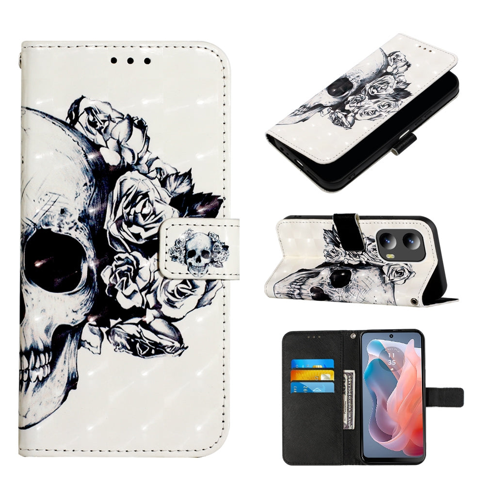 Motorola Moto G Play 5G 2024 Leather Flip Phone Case with 3D Painted Design, Card Holder, Wallet & Stand Function - Durable Protection & Easy Access