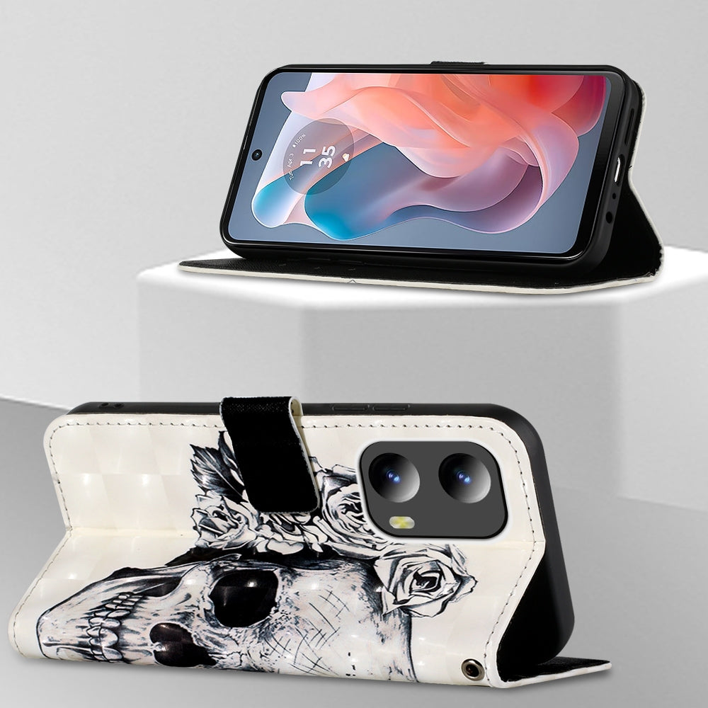 Motorola Moto G Play 5G 2024 Leather Flip Phone Case with 3D Painted Design, Card Holder, Wallet & Stand Function - Durable Protection & Easy Access