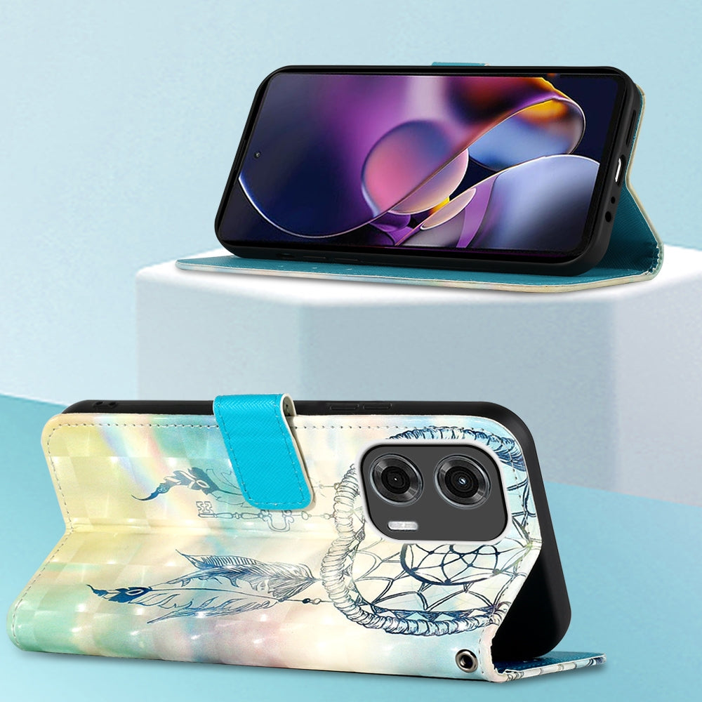 Motorola Moto G Stylus 5G 2024 Leather Flip Phone Case with 3D Painted Design, Card Holder, Wallet & Stand Function - Durable Protection & Easy Access