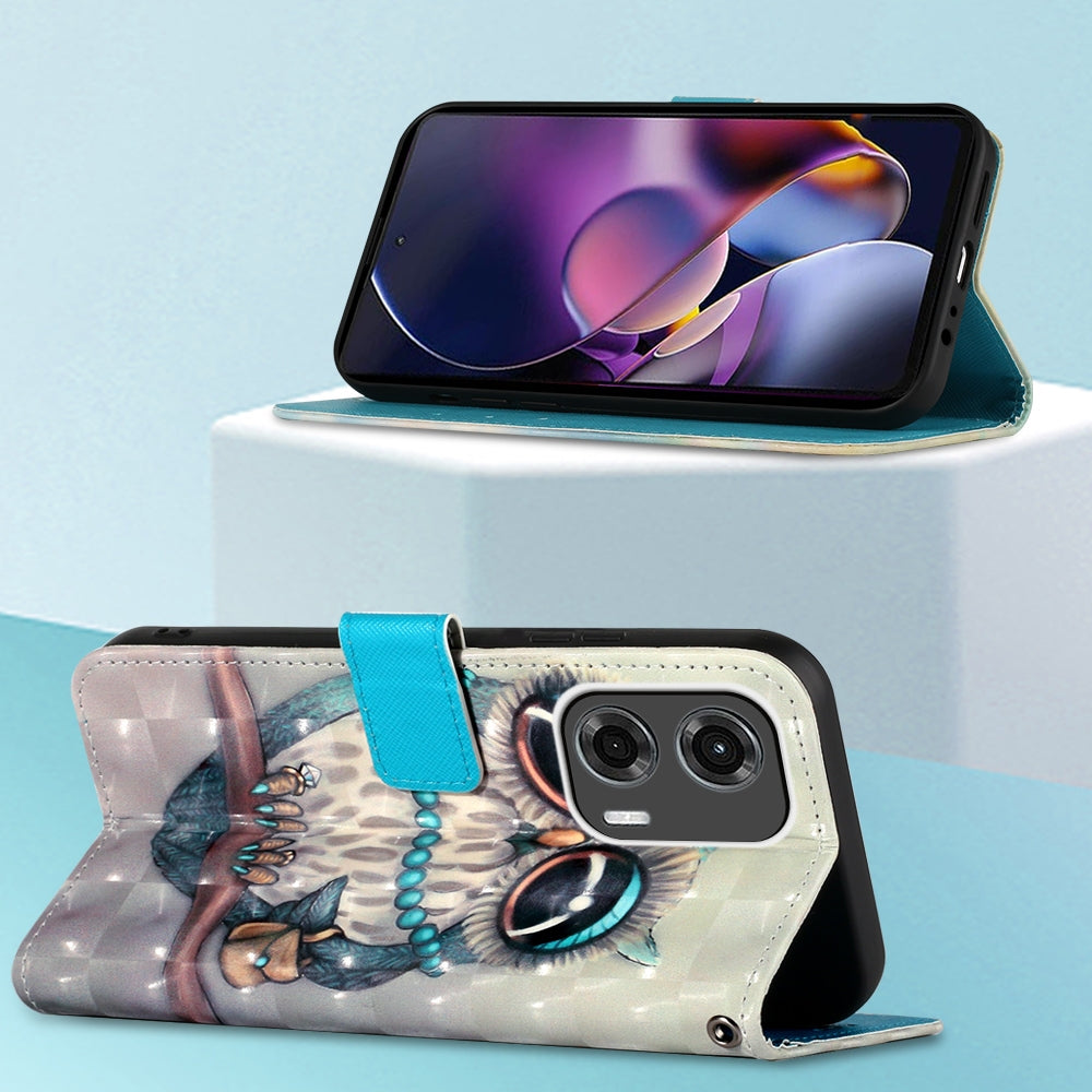 Motorola Moto G Stylus 5G 2024 Leather Flip Phone Case with 3D Painted Design, Card Holder, Wallet & Stand Function - Durable Protection & Easy Access