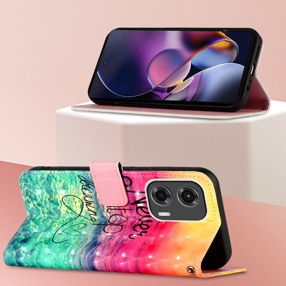 Motorola Moto G Stylus 5G 2024 Leather Flip Phone Case with 3D Painted Design, Card Holder, Wallet & Stand Function - Durable Protection & Easy Access
