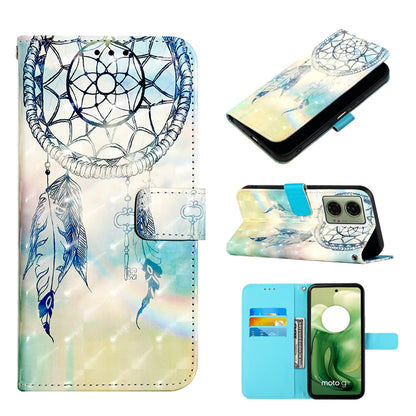 Motorola Moto G24 4G Leather Flip Phone Case with 3D Painted Design, Card Holder, Wallet & Stand Function - Durable Protection & Easy Access