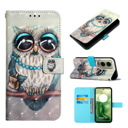 Motorola Moto G24 4G Leather Flip Phone Case with 3D Painted Design, Card Holder, Wallet & Stand Function - Durable Protection & Easy Access