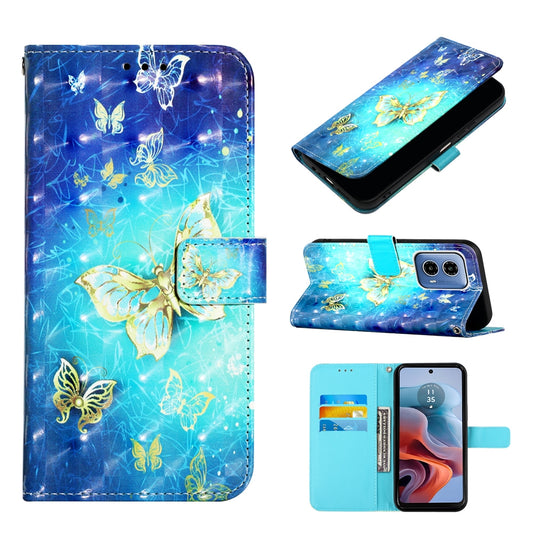 Motorola Moto G34 Leather Flip Phone Case with 3D Painted Design, Card Holder, Wallet & Stand Function - Durable Protection & Easy Access