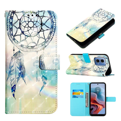 Motorola Moto G34 Leather Flip Phone Case with 3D Painted Design, Card Holder, Wallet & Stand Function - Durable Protection & Easy Access