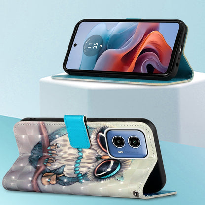 Motorola Moto G34 Leather Flip Phone Case with 3D Painted Design, Card Holder, Wallet & Stand Function - Durable Protection & Easy Access