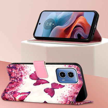 Motorola Moto G34 Leather Flip Phone Case with 3D Painted Design, Card Holder, Wallet & Stand Function - Durable Protection & Easy Access