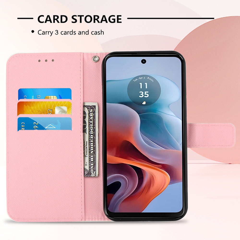 Motorola Moto G34 Leather Flip Phone Case with 3D Painted Design, Card Holder, Wallet & Stand Function - Durable Protection & Easy Access
