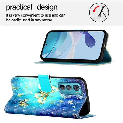 Motorola Edge 30 Leather Flip Phone Case with 3D Painted Design, Card Holder, Wallet & Stand Function - Durable Protection & Easy Access