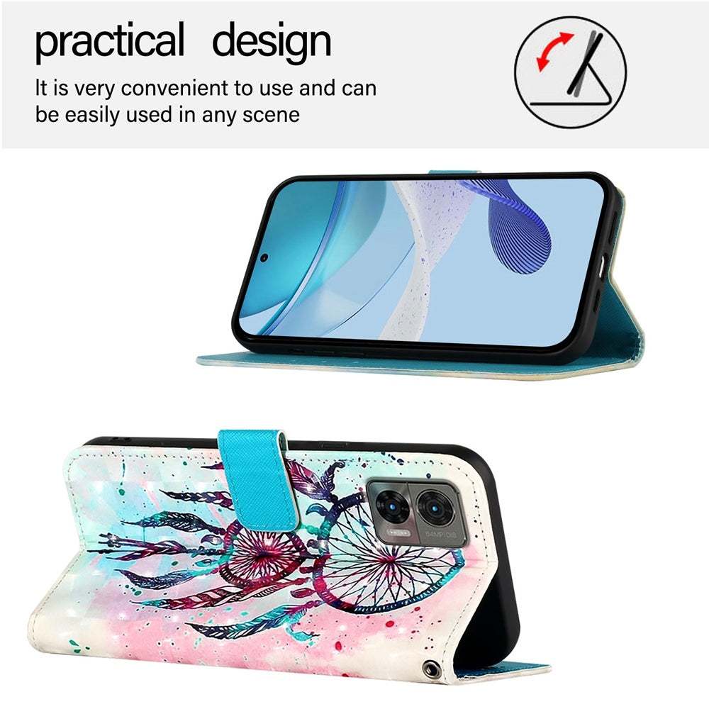 Motorola Edge 30 Neo Leather Flip Phone Case with 3D Painted Design, Card Holder, Wallet & Stand Function - Durable Protection & Easy Access
