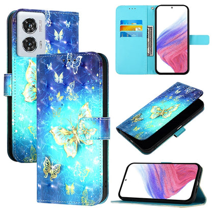 Motorola Edge 50 Fusion Leather Flip Phone Case with 3D Painted Design, Card Holder, Wallet & Stand Function - Durable Protection & Easy Access