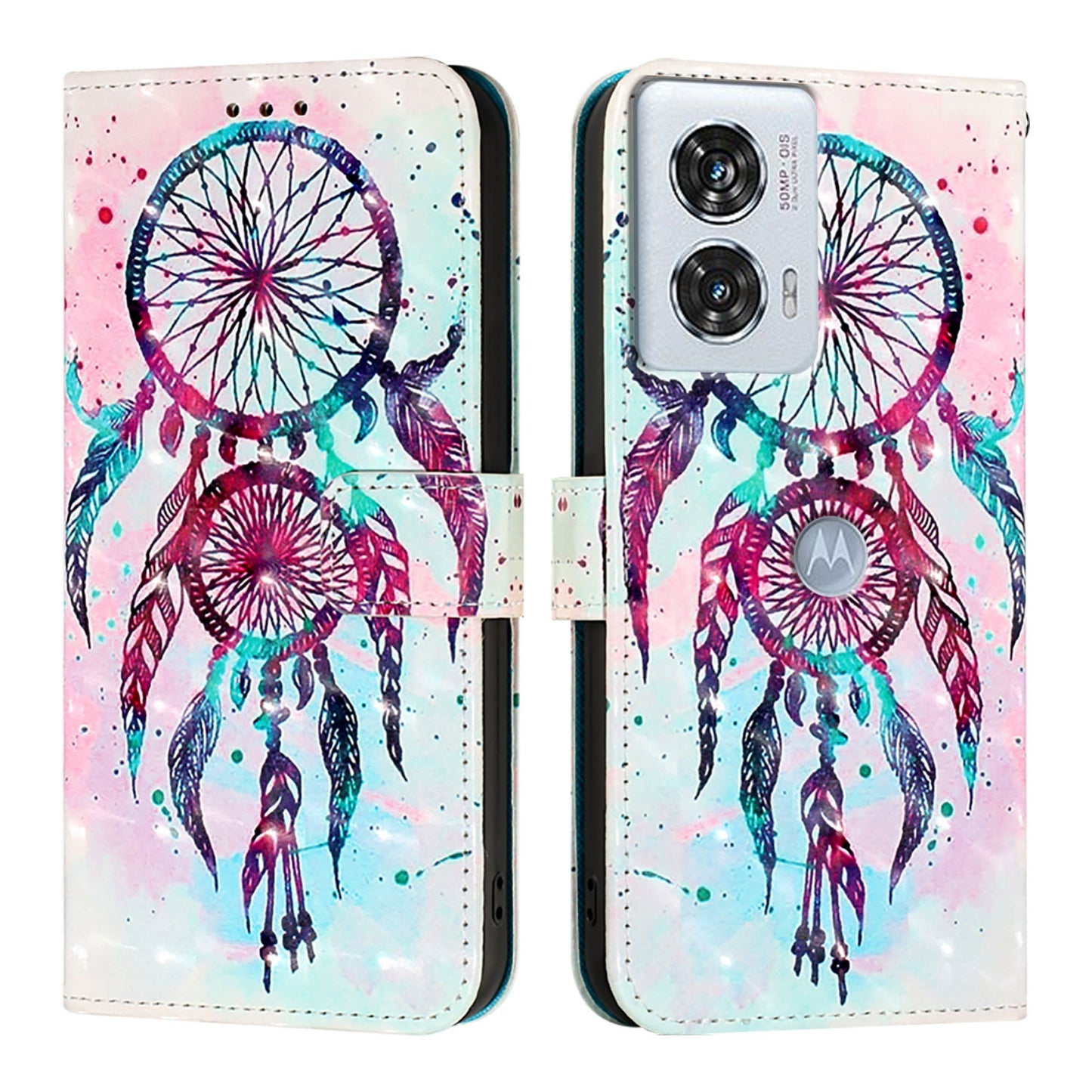 Motorola Edge 50 Fusion Leather Flip Phone Case with 3D Painted Design, Card Holder, Wallet & Stand Function - Durable Protection & Easy Access