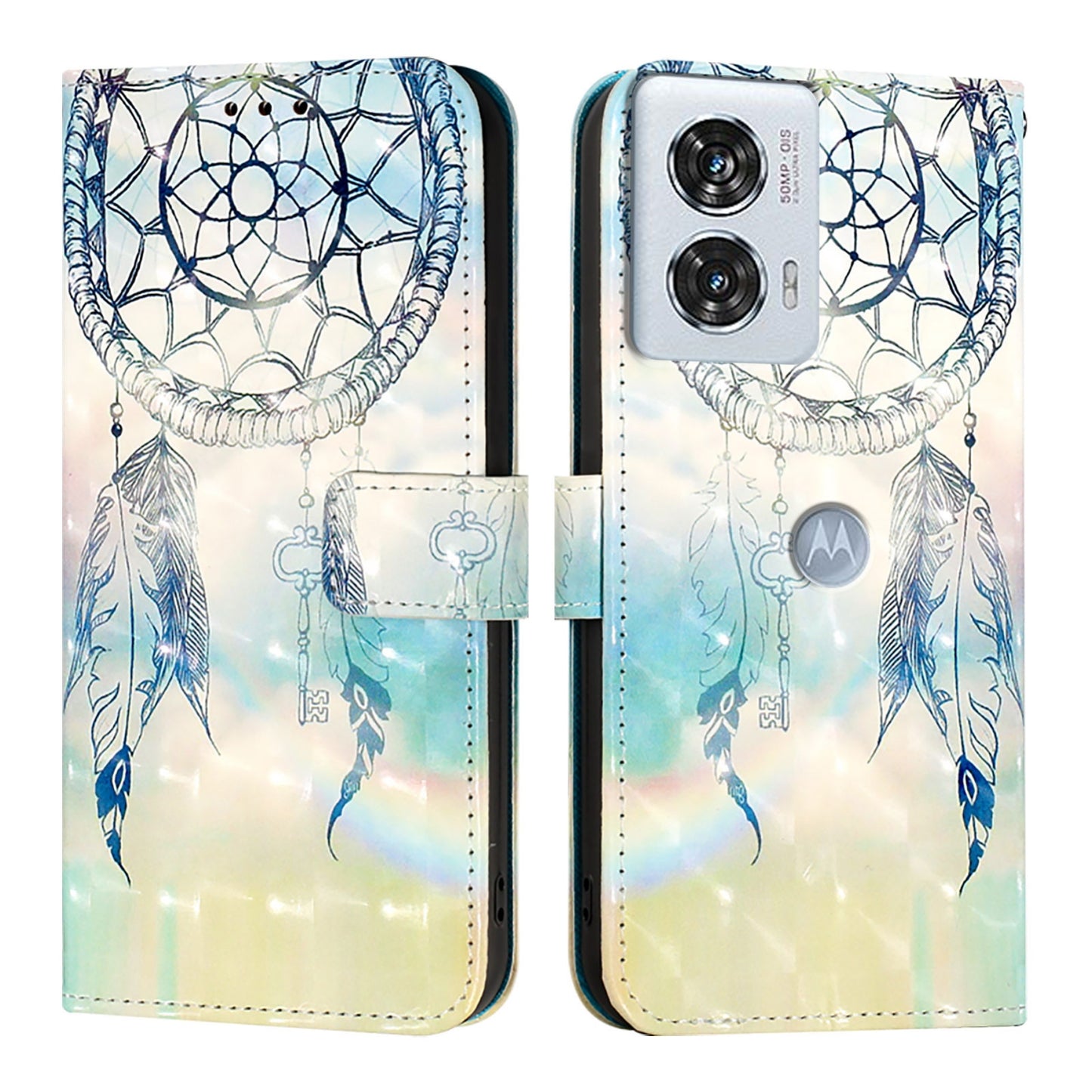 Motorola Edge 50 Fusion Leather Flip Phone Case with 3D Painted Design, Card Holder, Wallet & Stand Function - Durable Protection & Easy Access