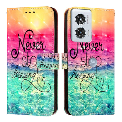 Motorola Edge 50 Fusion Leather Flip Phone Case with 3D Painted Design, Card Holder, Wallet & Stand Function - Durable Protection & Easy Access