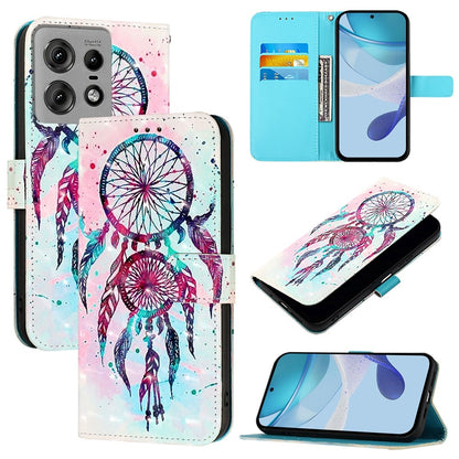 Motorola Edge 50 Pro Leather Flip Phone Case with 3D Painted Design, Card Holder, Wallet & Stand Function - Durable Protection & Easy Access