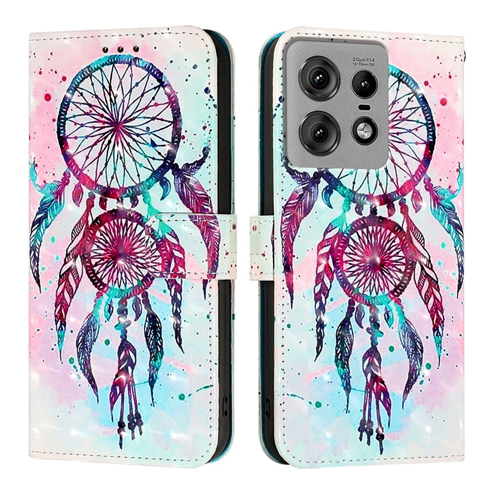 Motorola Edge 50 Pro Leather Flip Phone Case with 3D Painted Design, Card Holder, Wallet & Stand Function - Durable Protection & Easy Access