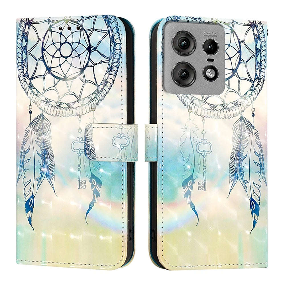 Motorola Edge 50 Pro Leather Flip Phone Case with 3D Painted Design, Card Holder, Wallet & Stand Function - Durable Protection & Easy Access