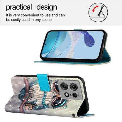 Motorola Edge 50 Pro Leather Flip Phone Case with 3D Painted Design, Card Holder, Wallet & Stand Function - Durable Protection & Easy Access