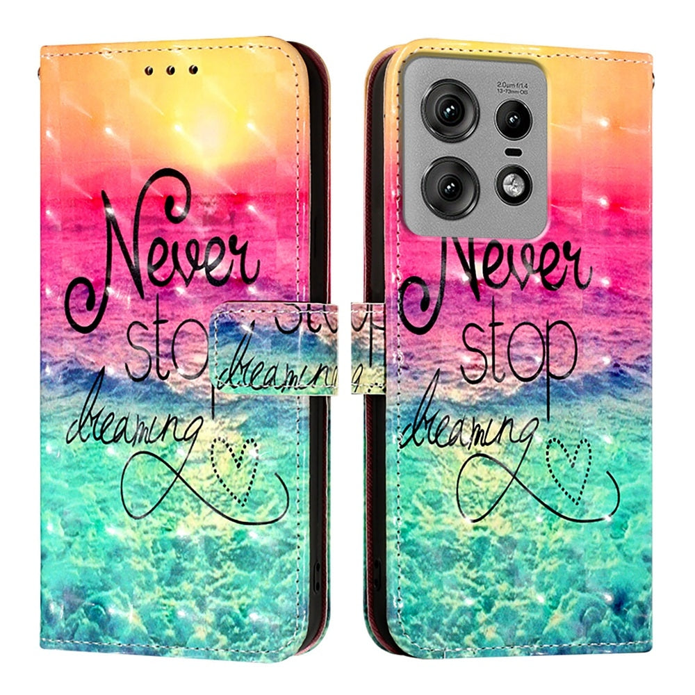 Motorola Edge 50 Pro Leather Flip Phone Case with 3D Painted Design, Card Holder, Wallet & Stand Function - Durable Protection & Easy Access