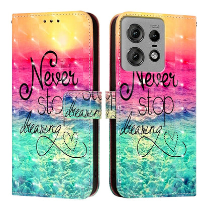 Motorola Edge 50 Pro Leather Flip Phone Case with 3D Painted Design, Card Holder, Wallet & Stand Function - Durable Protection & Easy Access