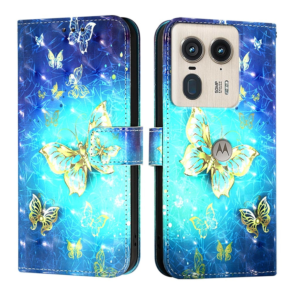 Motorola Edge 50 Ultra Leather Flip Phone Case with 3D Painted Design, Card Holder, Wallet & Stand Function - Durable Protection & Easy Access