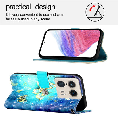 Motorola Edge 50 Ultra Leather Flip Phone Case with 3D Painted Design, Card Holder, Wallet & Stand Function - Durable Protection & Easy Access