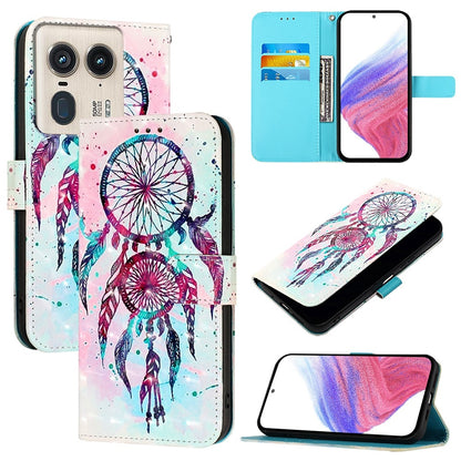Motorola Edge 50 Ultra Leather Flip Phone Case with 3D Painted Design, Card Holder, Wallet & Stand Function - Durable Protection & Easy Access