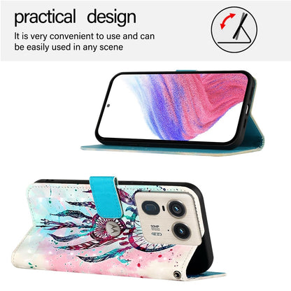Motorola Edge 50 Ultra Leather Flip Phone Case with 3D Painted Design, Card Holder, Wallet & Stand Function - Durable Protection & Easy Access