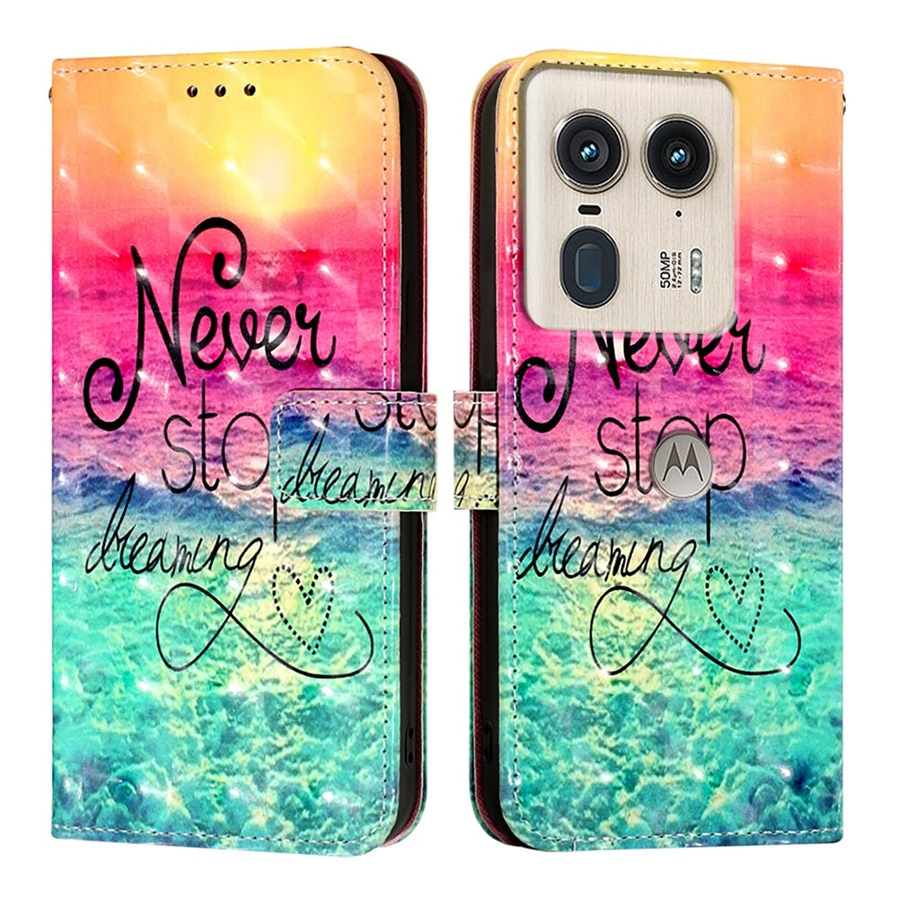 Motorola Edge 50 Ultra Leather Flip Phone Case with 3D Painted Design, Card Holder, Wallet & Stand Function - Durable Protection & Easy Access