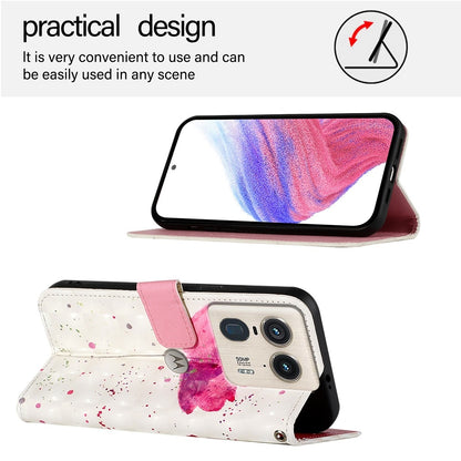 Motorola Edge 50 Ultra Leather Flip Phone Case with 3D Painted Design, Card Holder, Wallet & Stand Function - Durable Protection & Easy Access