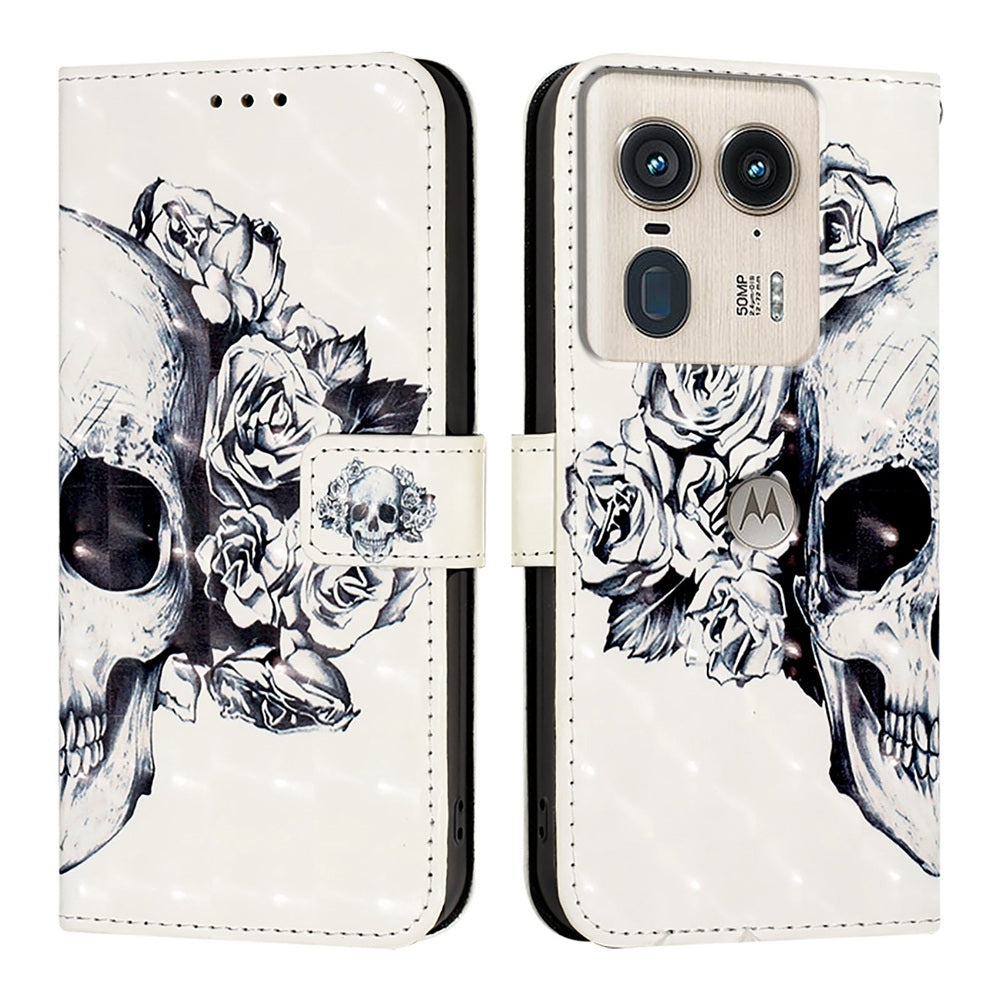 Motorola Edge 50 Ultra Leather Flip Phone Case with 3D Painted Design, Card Holder, Wallet & Stand Function - Durable Protection & Easy Access