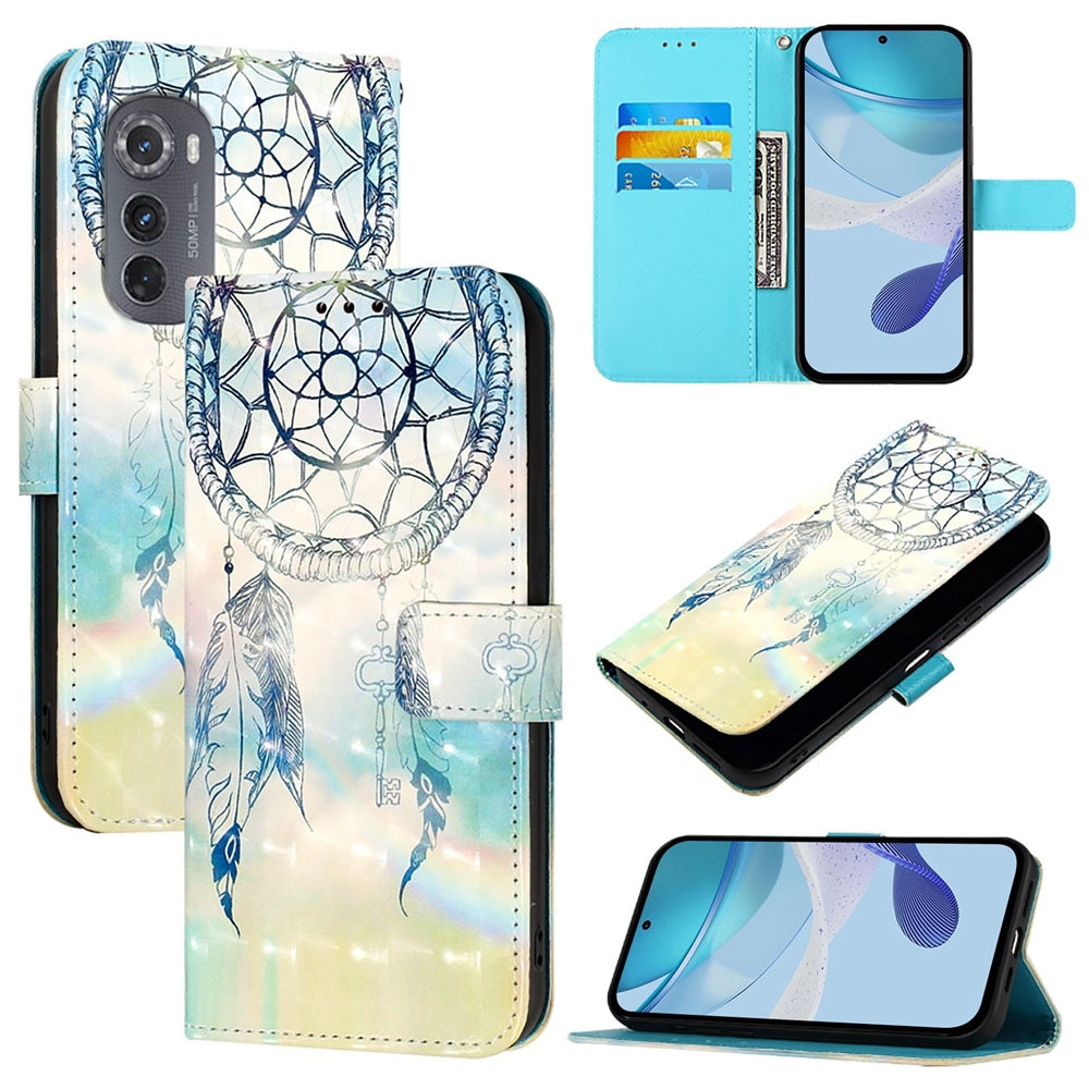 Motorola Edge 2022 Leather Flip Phone Case with 3D Painted Design, Card Holder, Wallet & Stand Function - Durable Protection & Easy Access