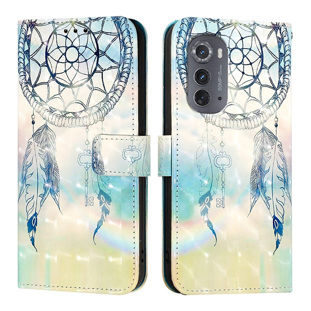 Motorola Edge 5G UW 2022 Leather Flip Phone Case with 3D Painted Design, Card Holder, Wallet & Stand Function - Durable Protection & Easy Access
