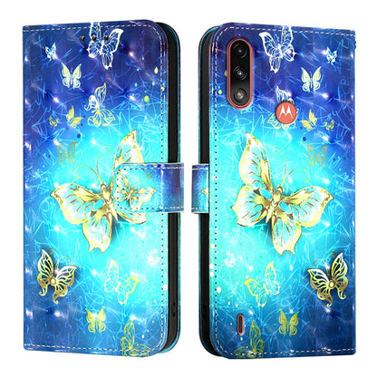 Motorola Moto E7 Power Leather Flip Phone Case with 3D Painted Design, Card Holder, Wallet & Stand Function - Durable Protection & Easy Access