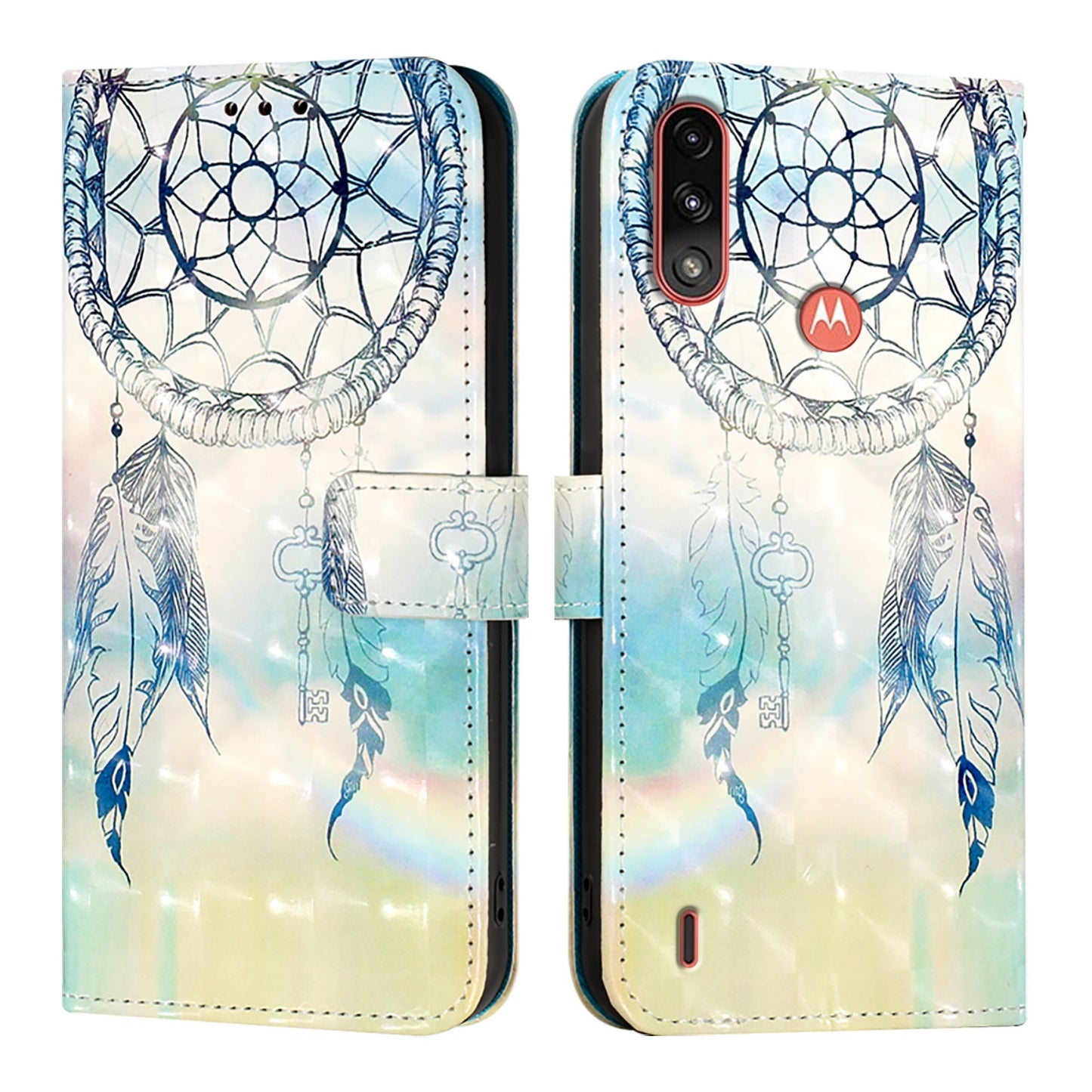 Motorola Moto E7 Power Leather Flip Phone Case with 3D Painted Design, Card Holder, Wallet & Stand Function - Durable Protection & Easy Access