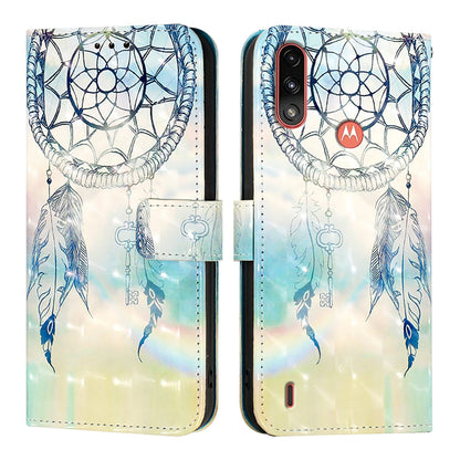 Motorola Moto E7 Power Leather Flip Phone Case with 3D Painted Design, Card Holder, Wallet & Stand Function - Durable Protection & Easy Access