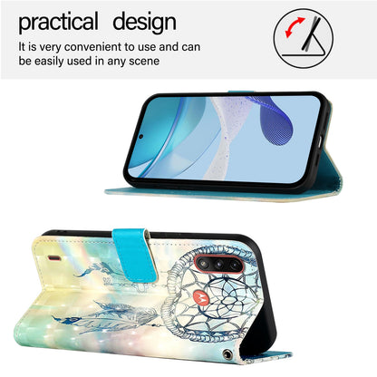Motorola Moto E7 Power Leather Flip Phone Case with 3D Painted Design, Card Holder, Wallet & Stand Function - Durable Protection & Easy Access