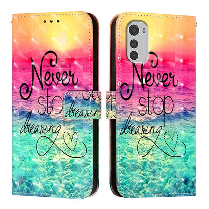 Motorola Moto E32 Global Leather Flip Phone Case with 3D Painted Design, Card Holder, Wallet & Stand Function - Durable Protection & Easy Access