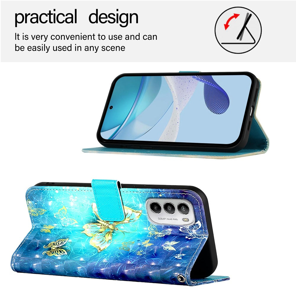 Motorola Moto G 5G 2022 Leather Flip Phone Case with 3D Painted Design, Card Holder, Wallet & Stand Function - Durable Protection & Easy Access