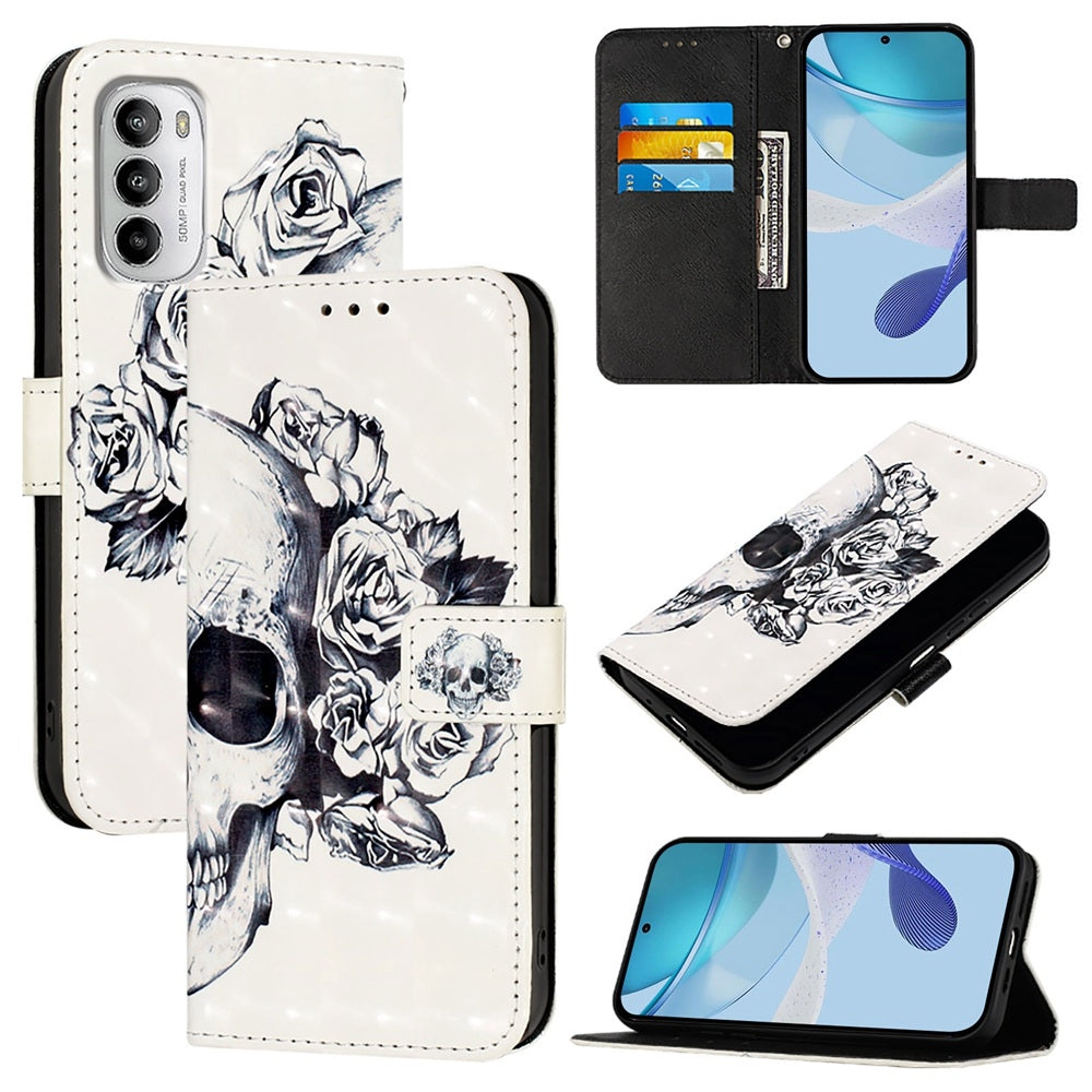 Motorola Moto G 5G 2022 Leather Flip Phone Case with 3D Painted Design, Card Holder, Wallet & Stand Function - Durable Protection & Easy Access