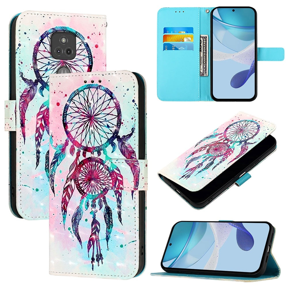 Motorola Moto G Play 2021 Leather Flip Phone Case with 3D Painted Design, Card Holder, Wallet & Stand Function - Durable Protection & Easy Access