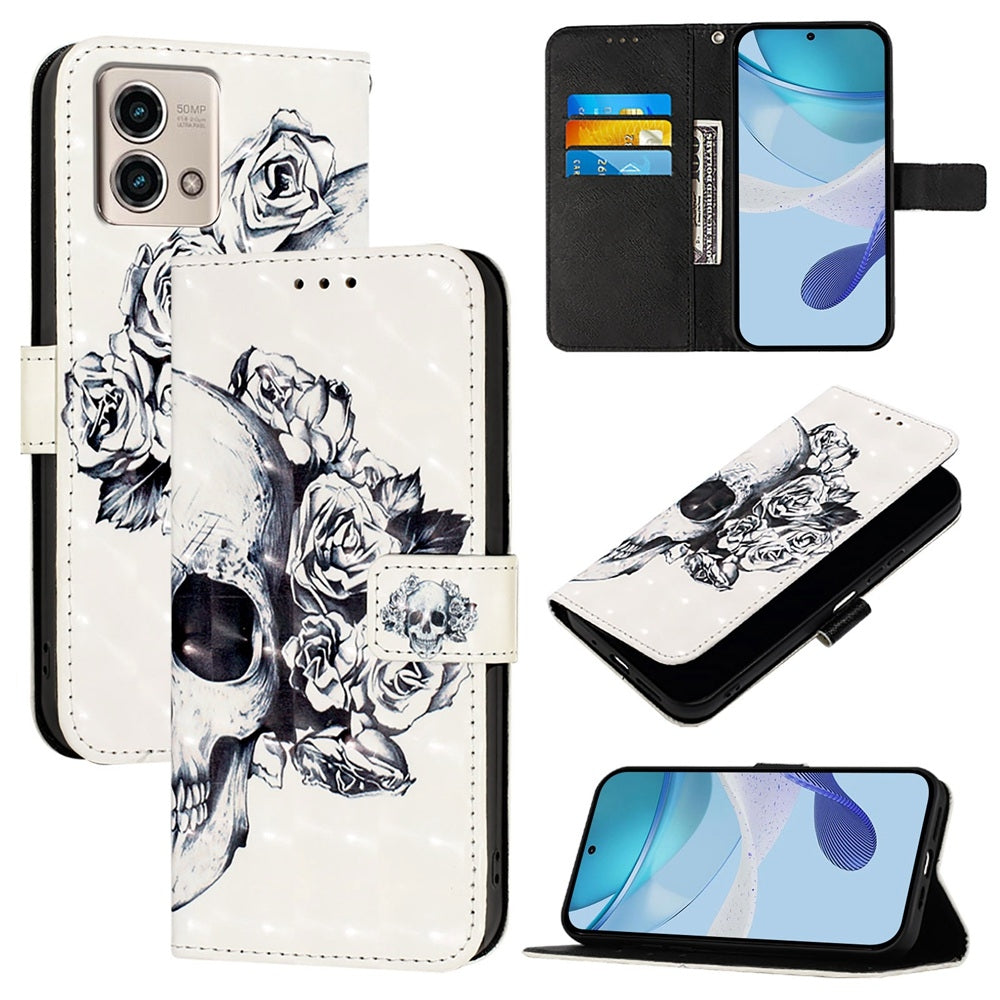Motorola Moto G Stylus 4G 2023 Leather Flip Phone Case with 3D Painted Design, Card Holder, Wallet & Stand Function - Durable Protection & Easy Access